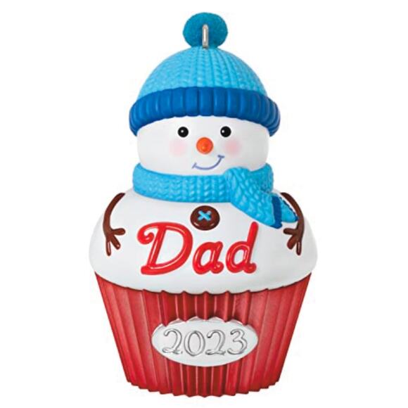 Hallmark Keepsake Collectible Christmas Ornament "Dad 2023" Cupcake Snow Dad NIB - Picture 4 of 6